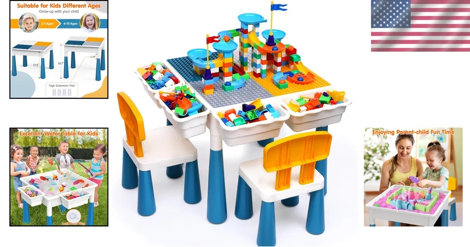 Juego de mesa y silla de juego 7 en 1 para niños pequeños - Experiencia de aprendizaje segura y atractiva Foto 2 de 4