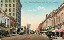 California, CA, San Jose, First Street Looking South 1910's Postcard