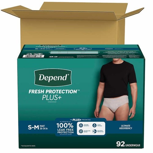 Depend Protection Plus Ultimate Underwear Men SM New 92 Count DISCREET