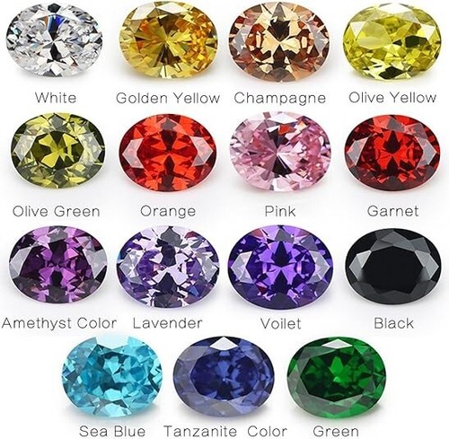 Oval Shape Cubic Zirconia Synthetic Gemstone Mix 15 Colors 5A Loose CZ Stone - Picture 2 of 7