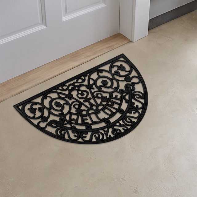 Welcome Rubber Door Mat Outdoor Heavy Duty Wrought Iron Rubber