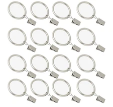 AZMONCY 16pcs curtain window clip rings, curtain hooks 1 In matte silver