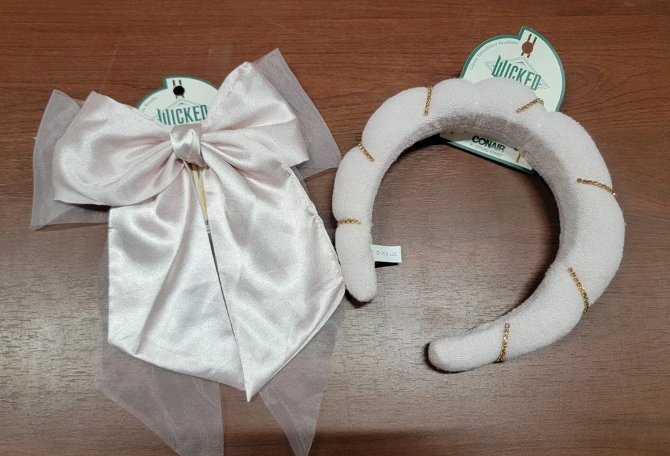 Lote 7 pinzas para el cabello WICKED X Conair con moño rosa Glinda diadema pasadores de salón Foto 2 de 4