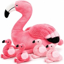 21-Inch Flamingo Stuffed Animal with 4 Baby Plush Toys for Kids
