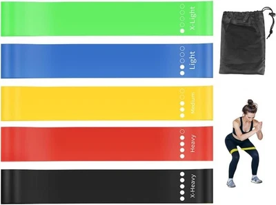 GEBRANDMARKT Fitbeast Theraband-Set, Terra-Band, Fitnessbänder mit 5 Gymnastikbändern,