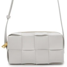 Bottega Veneta Maxi INTRECCIATO Cassette Shoulder Bag Size Mini Leather Whit...