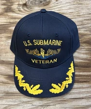 U.S. Submarine Veteran Ball Cap GOLD Dolphins Navy CAPT / CDR Scrambled Eggs Hat
