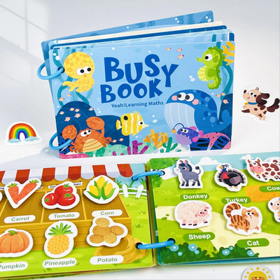 Farm Animal Theme Busy Book, 1 Count Early Education Learning Toy, Educational T