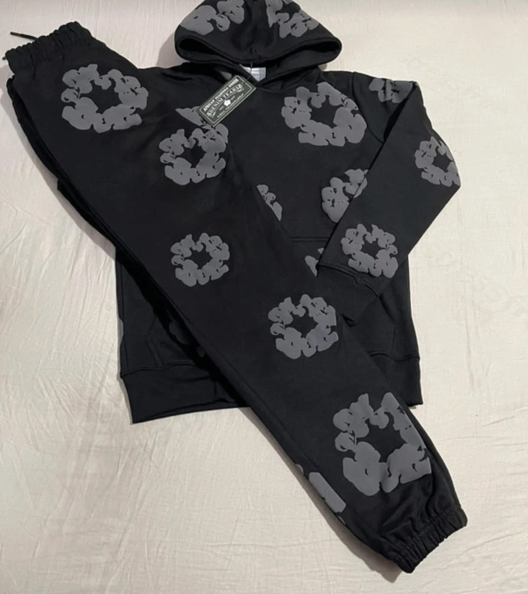 Denim Tears Black With Grey Flower Tracksuit Set - S image 6