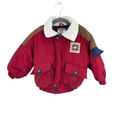 Vintage OshKosh Bgosh Coat Youth Size 4 Red Sherpa Collar Nylon 90s Streetwear