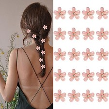 Mini Rhinestone Hair Clips: Fancy Flower Hair Claws, Cute Barrettes and Pink