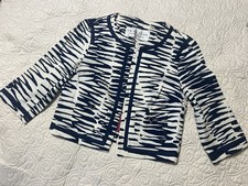 Trina Turk Jacket Cropped White/Blue Sz 4