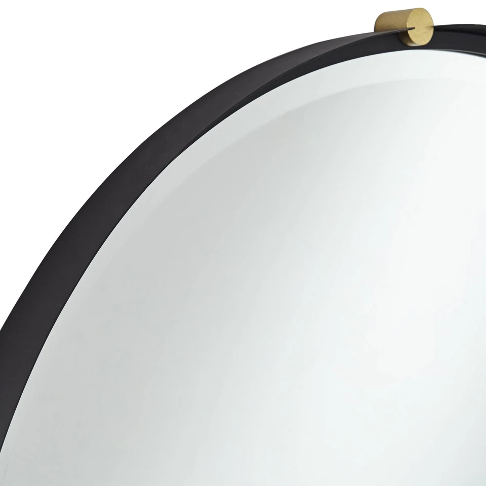 Uttermost Ronson 34" Gold and Matte Black Round Wall Mirror - Image 3 of 4