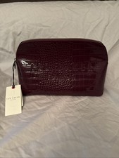 Ted baker London Burgundy Croc NWT  Clutch Make Up Bag Gift Idea