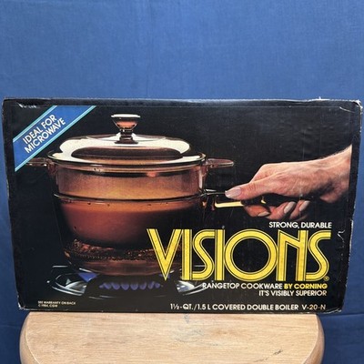 New Sealed 1984 Visions Cookware Rangetop 1.5-QT Covered Double Boiler V-20-N
