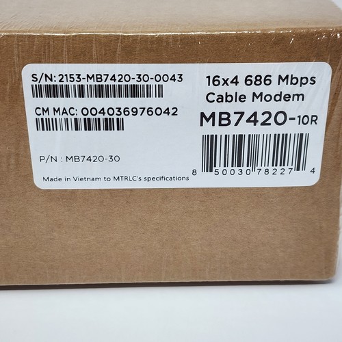 Motorola 16x4 Cable Modem 686 Mbps MB7420-10R MB7420-30 - Picture 2 of 6