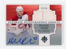 2007-08 ULTIMATE COLLECTION GAME USED JERSEY AUTO /50 MICHAEL RYDER - CANADIENS
