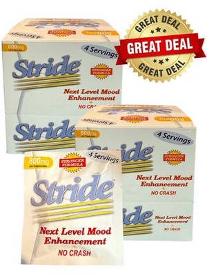 Stride Next Level Mood Enhancement 800mg- No CRASH - 2 Boxes - Exp 2/2027