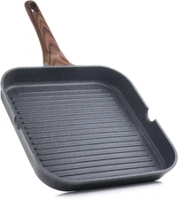 Nonstick Grill Pan with Pour Spouts for Stove Tops, Versatile Griddle Stainless 