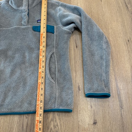 Patagonia Fleece Pullover Snap-T Sweater Gray Teal Trim Women's Size Medium - Picture 2 of 6
