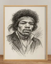 JIMI HENDRIX ARTIST DRAWING PRINT PORTRAIT SKETCH 8" x 10" PRINT WALL ART