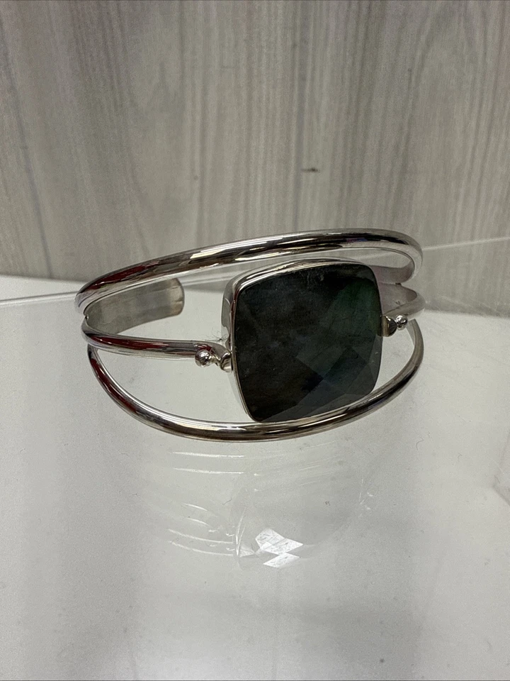 Brazalete reversible Jay King DRT 925 turquesa esterlina y labradorita Foto 2 de 4