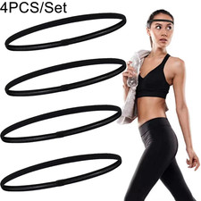 4 Pieces NonSlip Elastic Sport Headband Black Stretchy Hair Band Sports Yoga Run