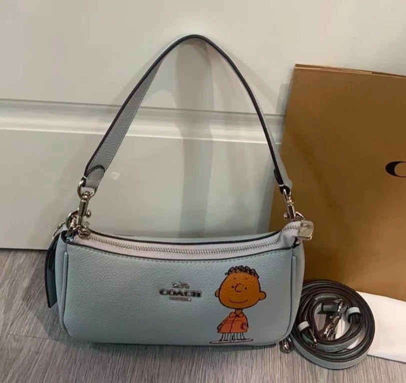 COACH x PEANUTS CBJ80 Teri Shoulder Bag Franklin Light Blue Multi