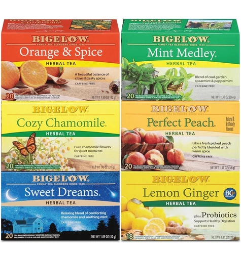 Bigelow Herbal Tea 6 Flavor Variety Pack Caffeine Free 118 Tea Bags Exp Jul 2026 - Picture 1 of 7