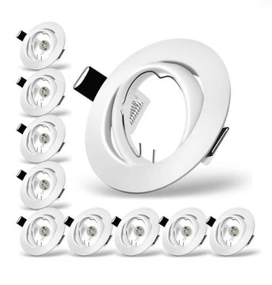 TOFISR 10 x Downlights for Ceiling GU10, Round Matt White Metal Frame (PPR£24.99)