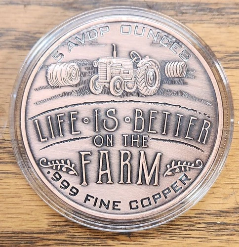 5oz .999 Fine Copper Farm Tractor (Love Thy Farmer) Colorized Sealed Capsule USA