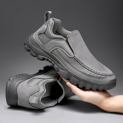 Outdoor Men's Sneakers Leather Casual Breathable Lightweight Platform Slip on 