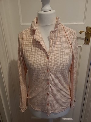 Damen Primark Größe 4-6 rosa und weiß Langarm Pyjama Oberteil