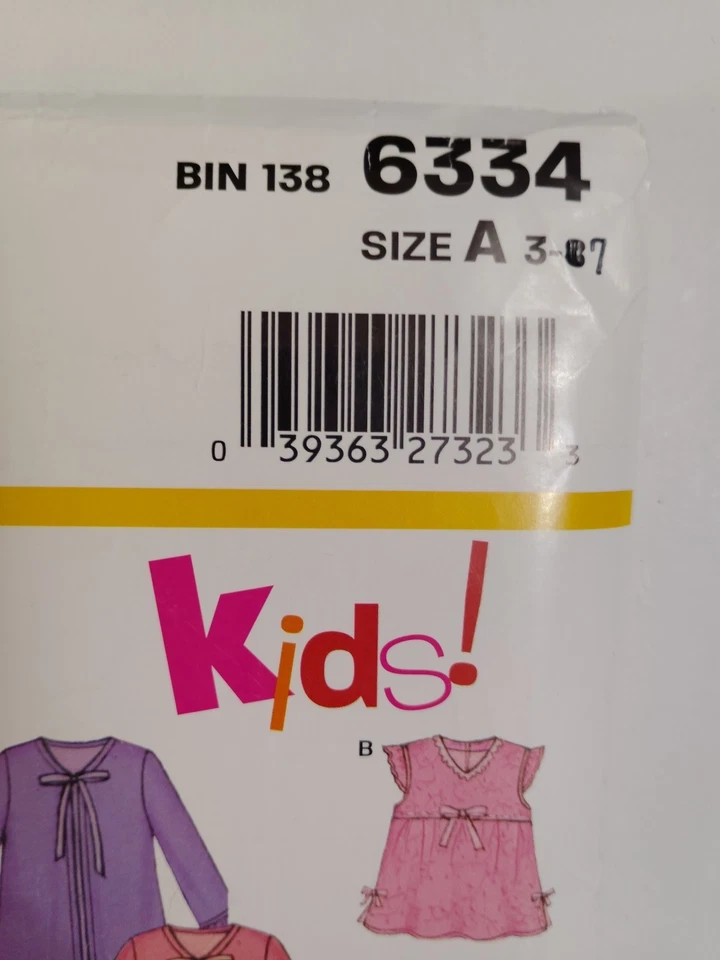 New Look Simplicity 6334 Nightgown Robe Sleep Sewing Pattern Girls 3 4 5 6 7 Cut - Image 2 of 4