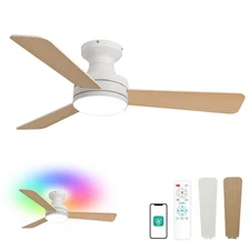 42-Inch Ceiling Fans with Lights, Low Profile, Flush Mount, Features RGB Back...