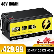 48V 100Ah Lithium LiFePO4 Battery Deep Cycles BMS For RV Sloar Golf Carts