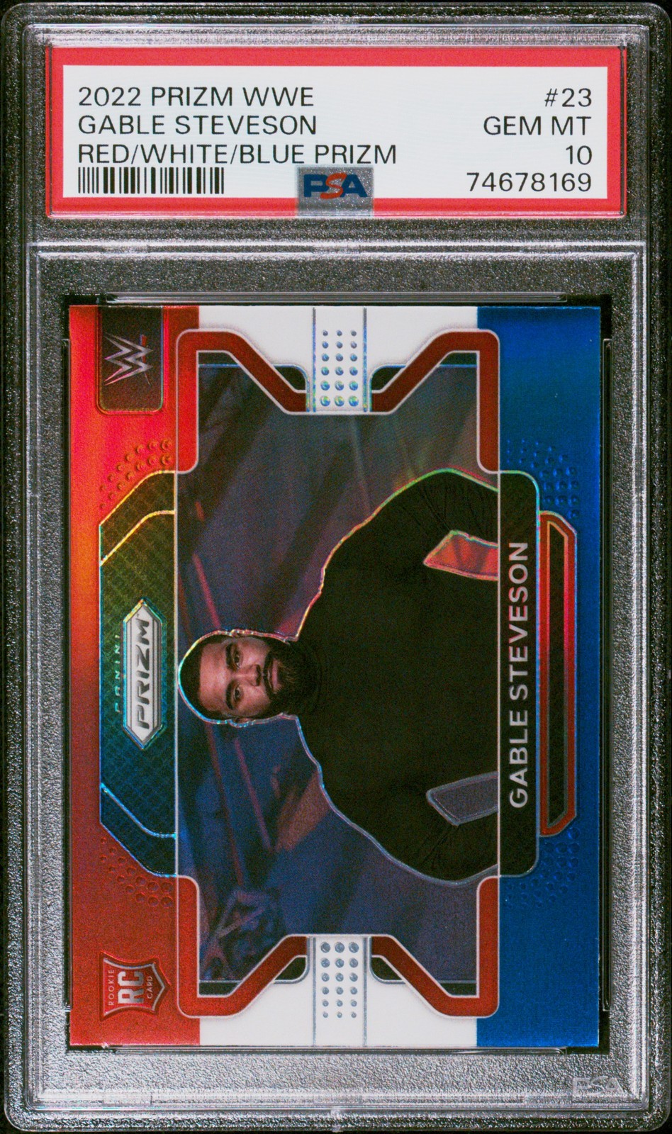 2022 PANINI PRIZM WWE RED/WHITE/BLUE PRIZM #23 GABLE STEVESON PSA 10