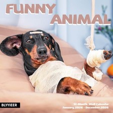 2026 Wall Calendar Funny Animal 14 Months Hangable Wall Calendars 12" x 24" O...