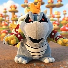 Best Super Mario Gray Bowser King Koopa Jumbo Size Stuffed Plush Toy 10 inches