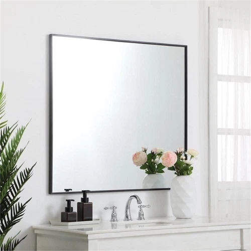 Elegant Decor Eternity 40" x 36" Contemporary Metal Frame Mirror in Black - Picture 9 of 12