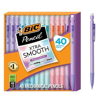 BIC Xtra Smooth 40 Count (Pack of 1), Graphite Lead; Pastel Barrels 