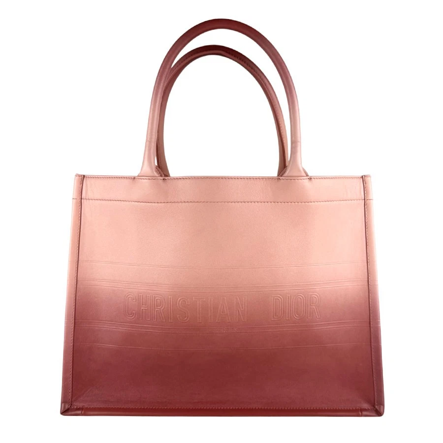 Dior — Auth Christian Dior Book Tote Handbag Pink Leather - z9441