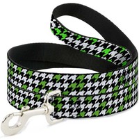 "Dog Leash Houndstooth Black/White/Neon Green Narrow 0.5\" (Us Import)"