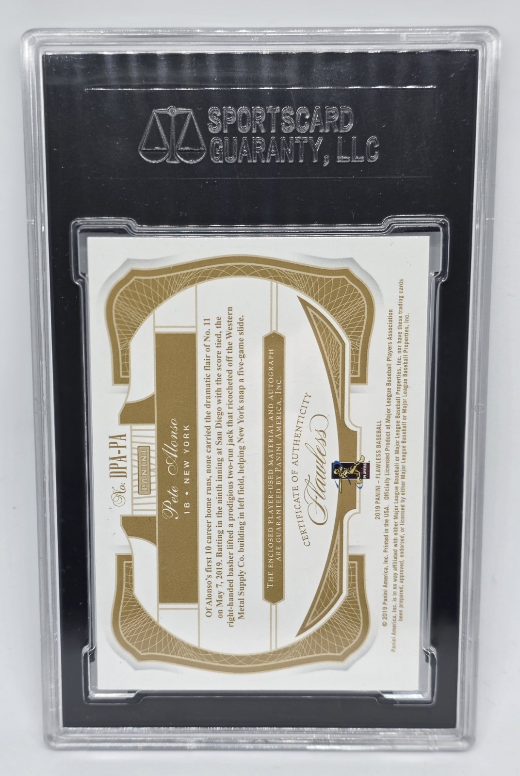 Pete Alonso 2019 Panini Flawless Dual Rookie Auto Patch rc RPA /15 Mets Orioles view 2