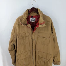 Vintage Woolrich Winterwear Ski Full Zip Snap Front Insulated Chore Jacket Tan L