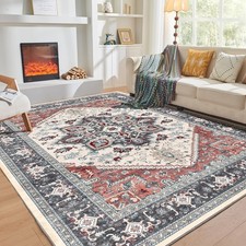 6x9 Area Rugs, Washable Rug 6x9 with Non Slip Backing, Faux Cashmere Low-Pile...