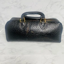 Vtg Black Pebbled Leather Doctor’s Bag by Lilly Personalized M.D. Brass Antique