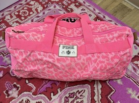 Vintage Victoria Secret Pink Duffle Bag Pink Leopard Print 