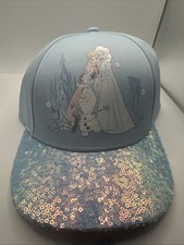 Disney Frozen Hat Featuring Elsa Anna and Olaf With Sequin Brim