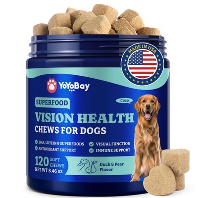 YoYoBay Eye Supplement for Dogs - 120 Soft Chews Dog Vision Supplement with C...